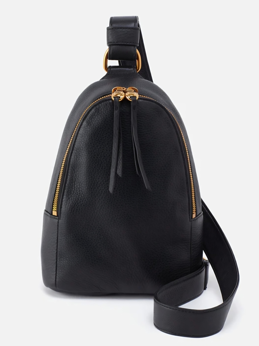 Hobo Fern Sling In Black Pebbled Leather  Hands Free / Adjustable Straps